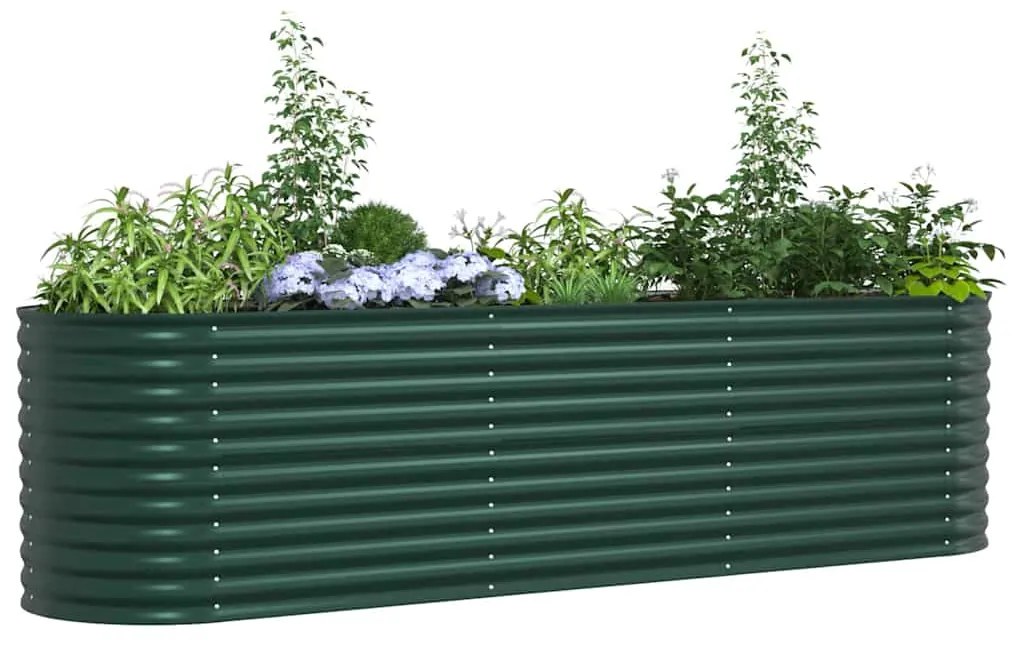 vidaXL Υπερυψωμένη Ζαρντινιέρα Πράσινο 320 x 80 x 81 cm Ατσάλι