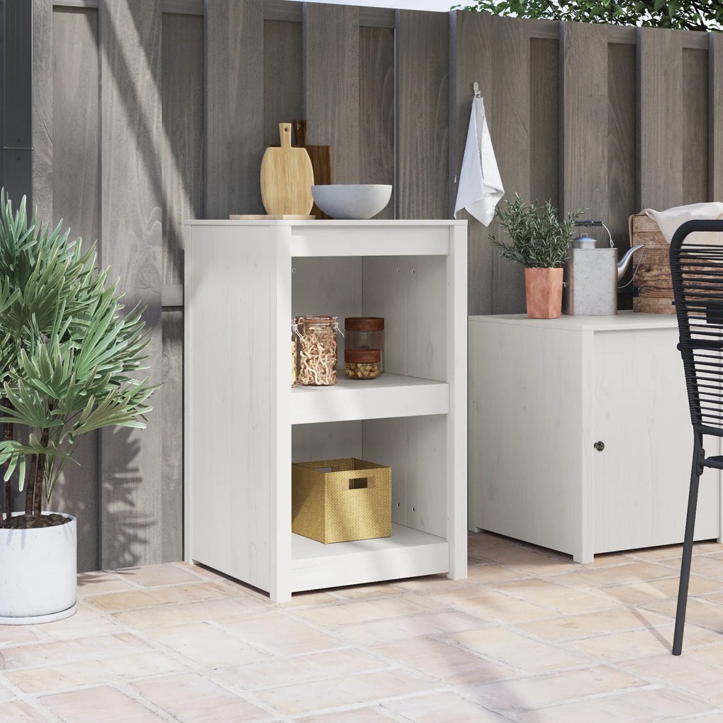 vidaXL Ντουλάπι εξωτερικής κουζίνας Λευκό 55x55x92 εκ. Μασίφ ξύλο πεύκου