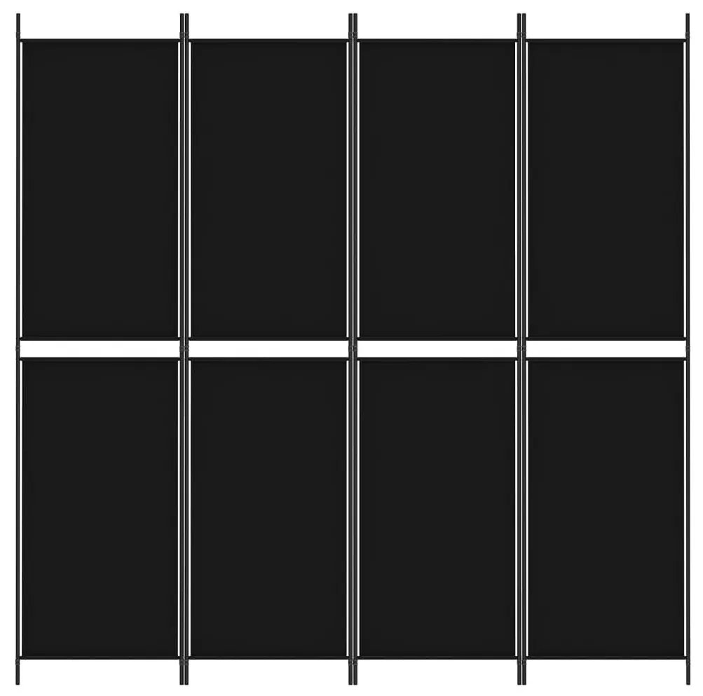 Διαχωριστικό Δωματίου με 4 Πάνελ Μαύρο 200x200 εκ. από Ύφασμα - Μαύρο