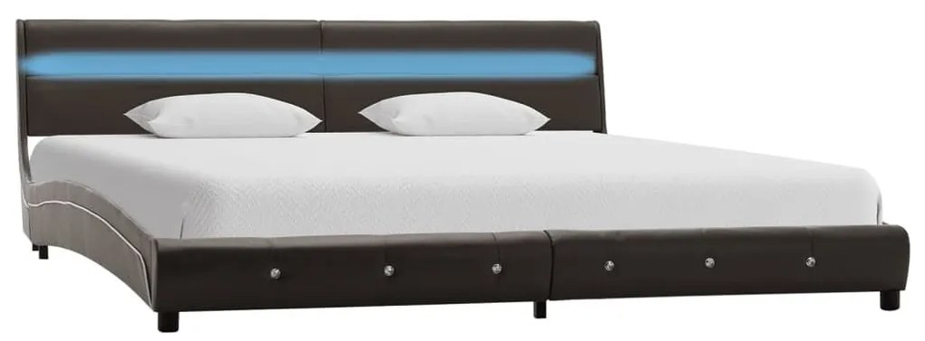 Πλαίσιο Κρεβατιού με LED Γκρι 150 x 200εκ. από Συνθετικό Δέρμα - Γκρι