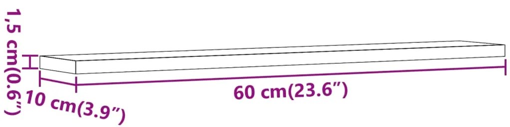 Ράφια Βιβλιοθήκης 4 τεμ. Παλ. Ξύλο 60x10x1,5 εκ. από Επεξ. Ξύλο - Καφέ