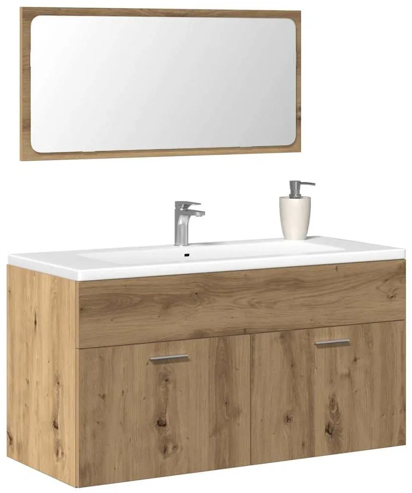 Ντουλάπι μπάνιου με καθρέφτη Ξύλο Τεχνικής Δρυς