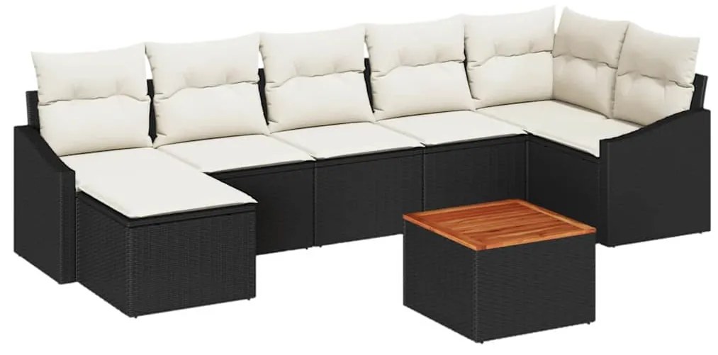 vidaXL Σετ Καναπέ Κήπου 8 pcs Μαύρος, λευκός