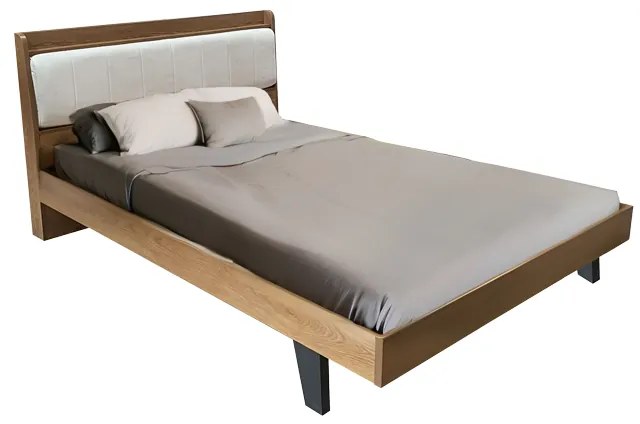 Κρεβάτι Frankly pakoworld oak-λευκό pu 150x200εκ