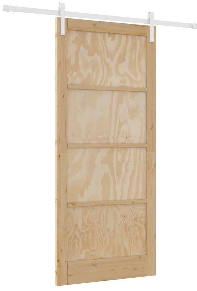 vidaXL Συρόμενη Πόρτα με σετ εξαρτημάτων 93x211 cm Στερεό Ξύλο Πεύκο