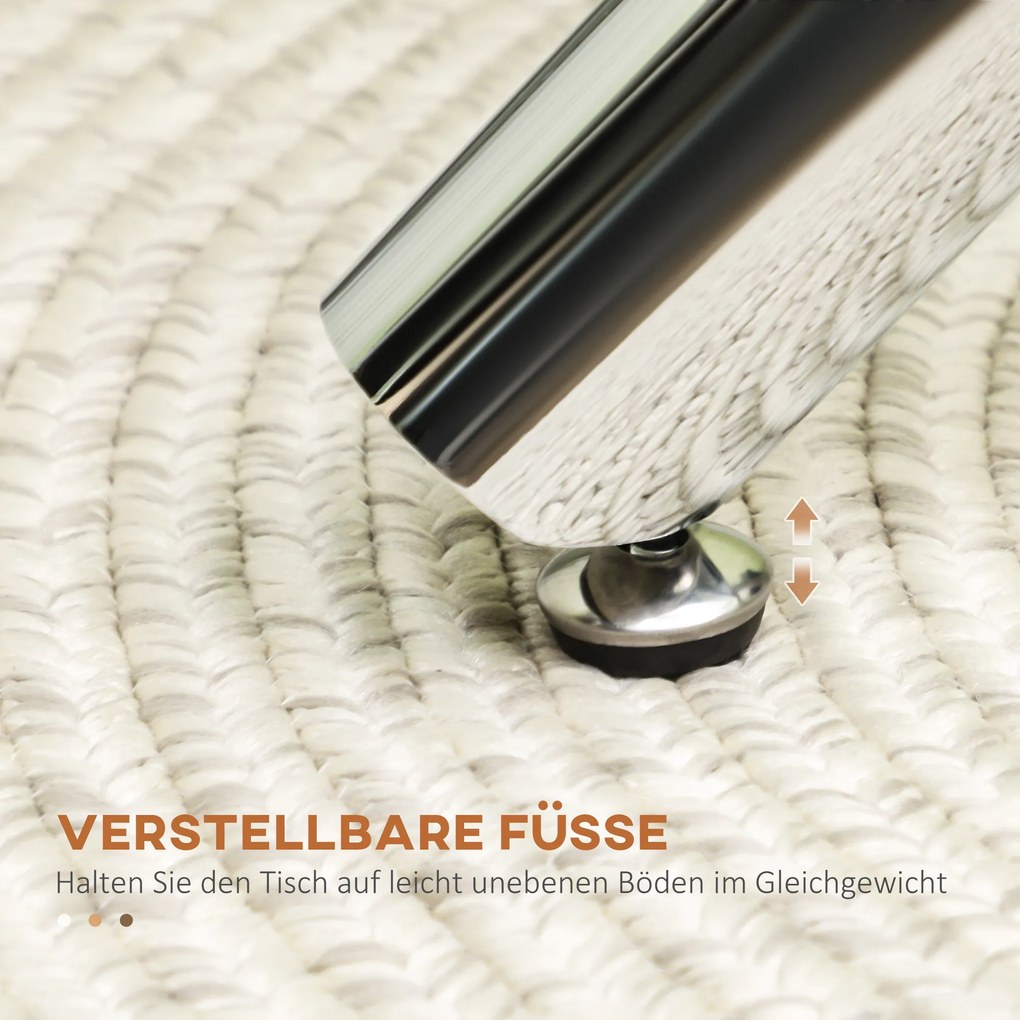 HOMCOM τραπέζι τραπεζαρίας, στρογγυλή επιφάνεια από σκληρό γυαλί, χωρίς πλαίσιο, για 2-4 άτομα, ατσάλινα πόδια, 80 x 80 x 74 cm