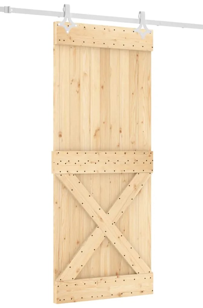 vidaXL Συρόμενη Μεσόπορτα με Μηχανισμό 85 x 210 εκ. Μασίφ Ξύλο Πεύκου