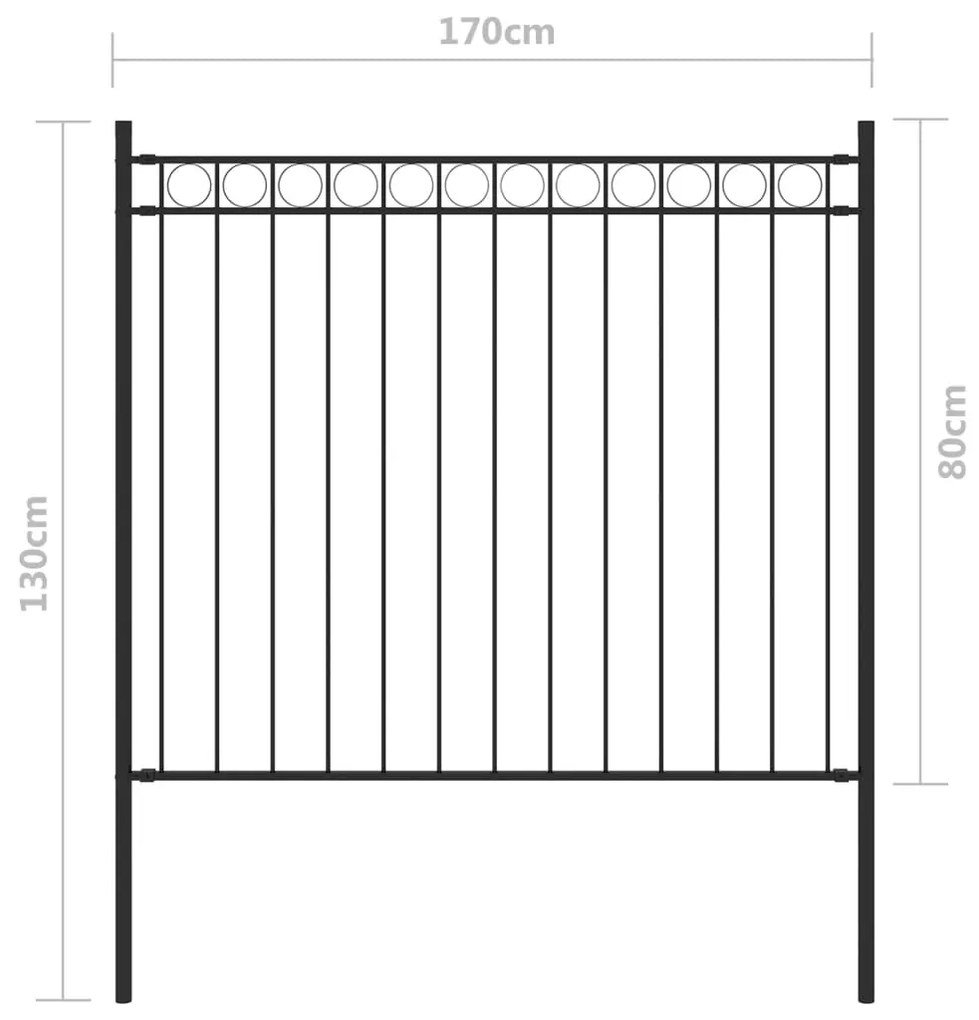 vidaXL Κάγκελα Περίφραξης Μαύρα 1,7 x 0,8 μ. Ατσάλινα