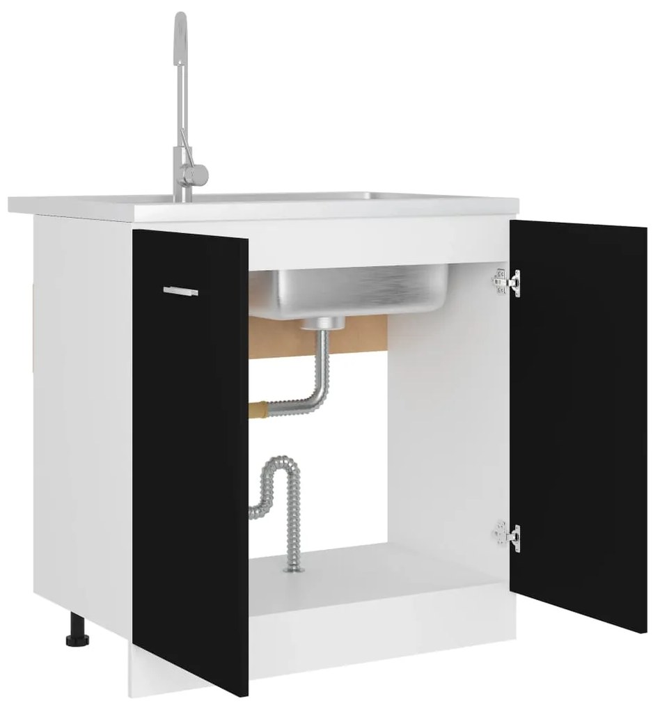 vidaXL Ντουλάπι Νιπτήρα "Lyon" Μαύρο 80x46x81,5 εκ. από Τεχνητό Ξύλο