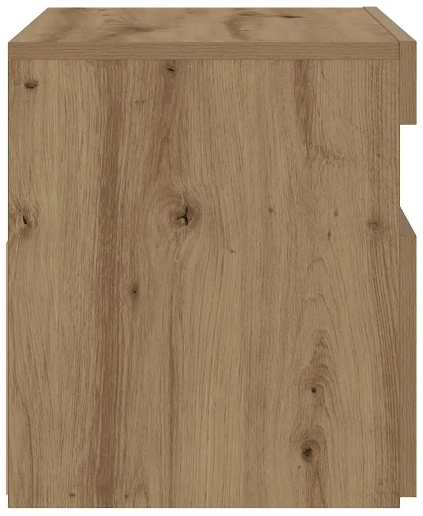 Κομοδίνο με φώτα LED Αρτισιανή Δρυς 60x35x40 εκ. από Επεξ. Ξύλο - Καφέ