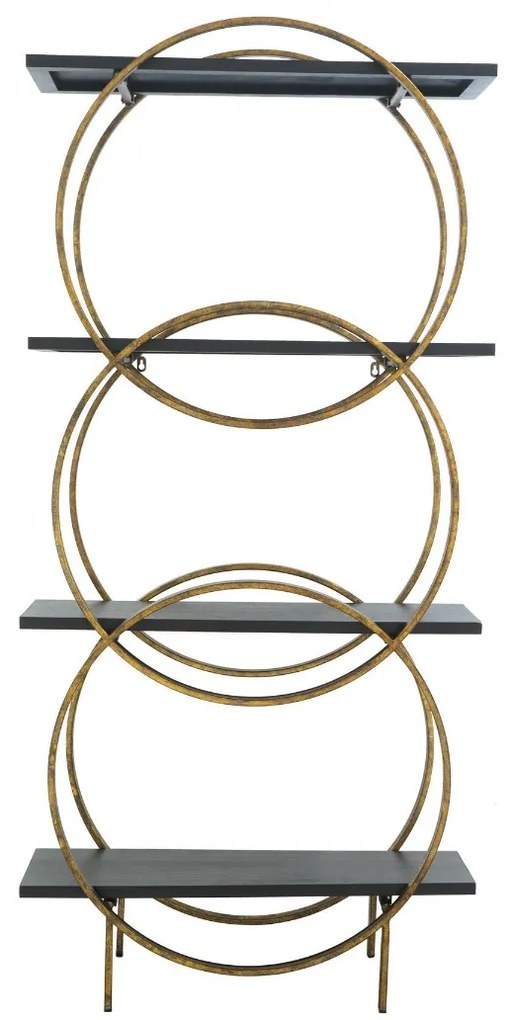 Artekko Shelf Βιλιοθήκη Ραφιέρα Ξύλο MDF Μέταλλο Μαύρο Χρυσό (76.2x30x162)cm Artekko 86708