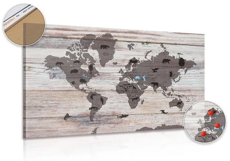 Εικόνα σε χάρτη από φελλό σε ξύλινο φόντο - 120x80  wooden