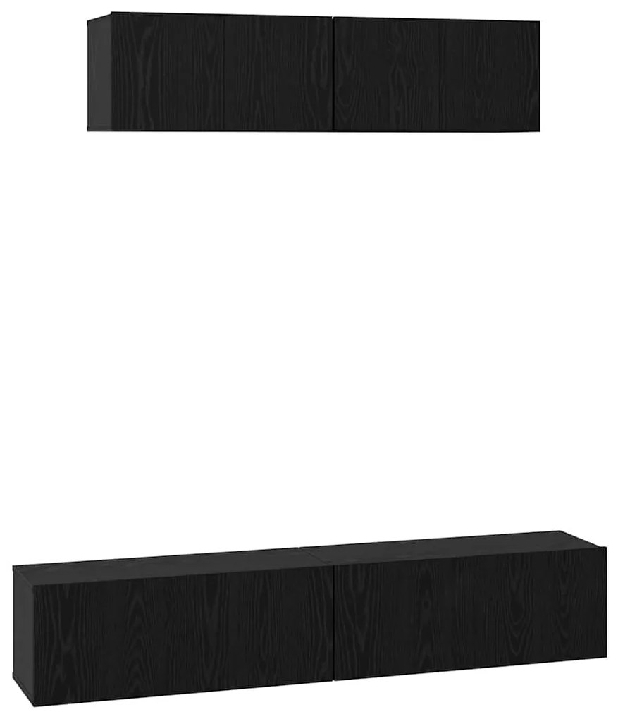 vidaXL Σετ επίπλου τηλεόρασης 4 pcs Μαύρη Οξυά Επεξεργασμένο ξύλο