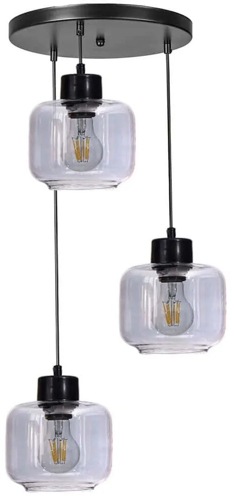 Φωτιστικό Οροφής 534LUN6147 Φ30x80cm 3xE27 40W Fume-Black Opviq