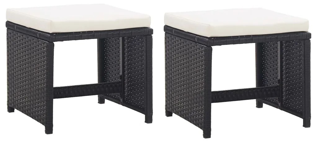 vidaXL Σετ Τραπεζαρίας Εξ. Χώρου 11 τεμ Μαύρο Συνθ. Ρατάν με Μαξιλάρια