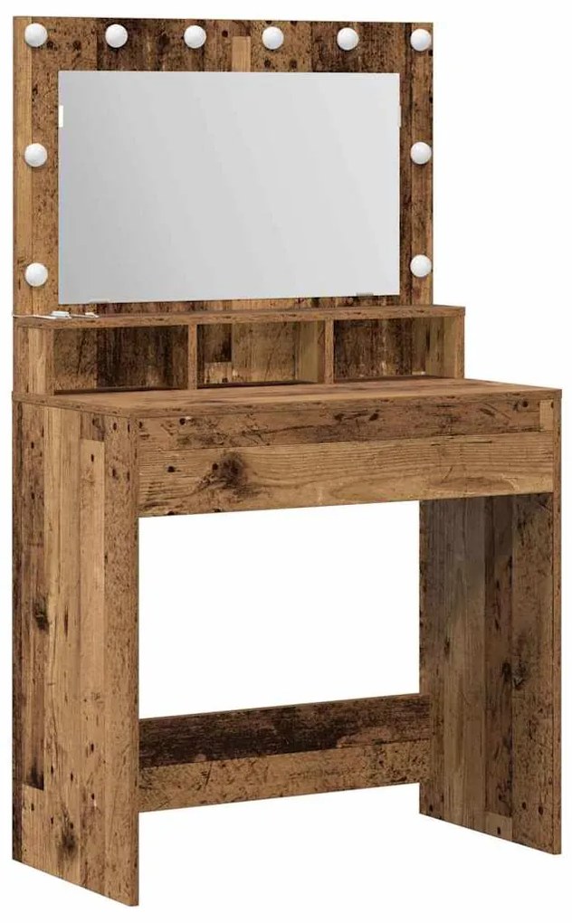 vidaXL Τραπέζι Μακιγιάζ με ράφι Παλαιό ξύλο 79 x 41 x 135 cm