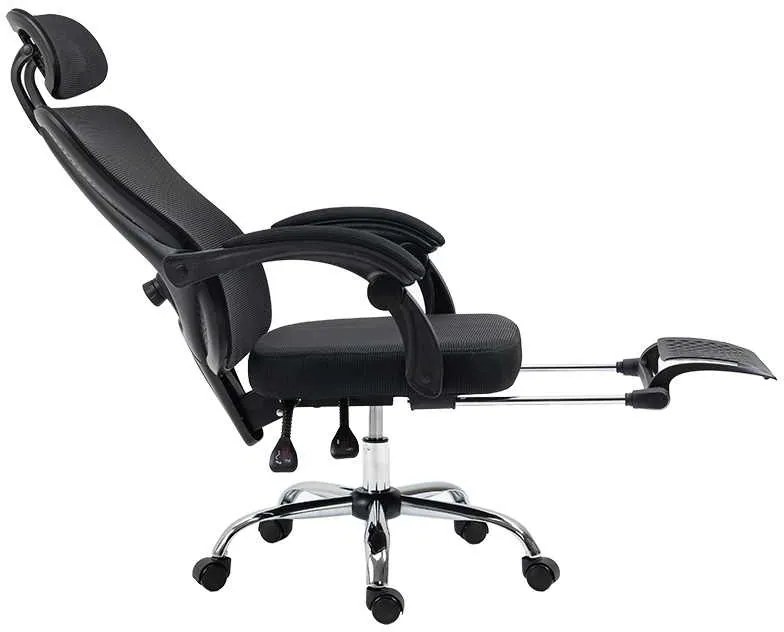 Καρέκλα γραφείου διευθυντή με υποπόδιο Titan pakoworld Premium Quality ύφασμα-mesh χρώμα μαύρο