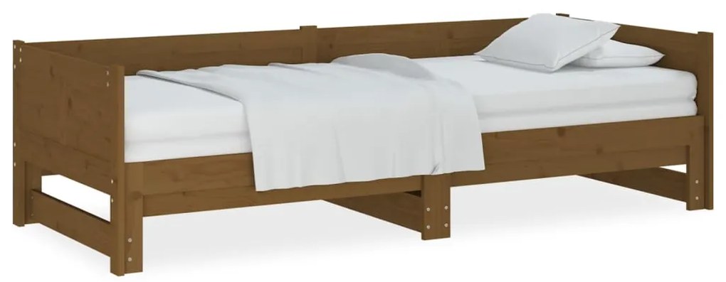 vidaXL Καναπές Κρεβάτι Συρόμενος Μελί 2x(90x190) εκ. από Μασίφ Πεύκο