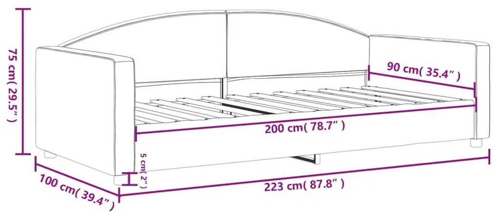 Καναπές Κρεβάτι Ανοιχτό Γκρι 90 x 200 εκ. Υφασμάτινος - Γκρι