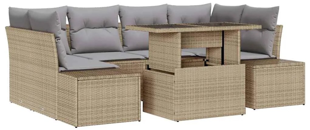 vidaXL Σετ Καναπέ Κήπου 7 pcs μπεζ και ανοιχτό γκρι 100 x 55 x 73 εκ