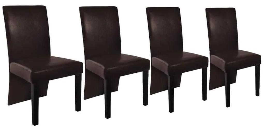 vidaXL Καρέκλες Τραπεζαρίας 4 τεμ. Σκούρο Καφέ από Συνθετικό Δέρμα