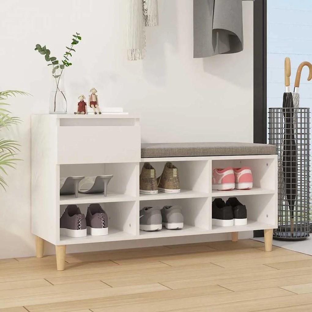 vidaXL Παπουτσοθήκη Λευκή 102x36x60 εκ. από Επεξεργασμένο Ξύλο