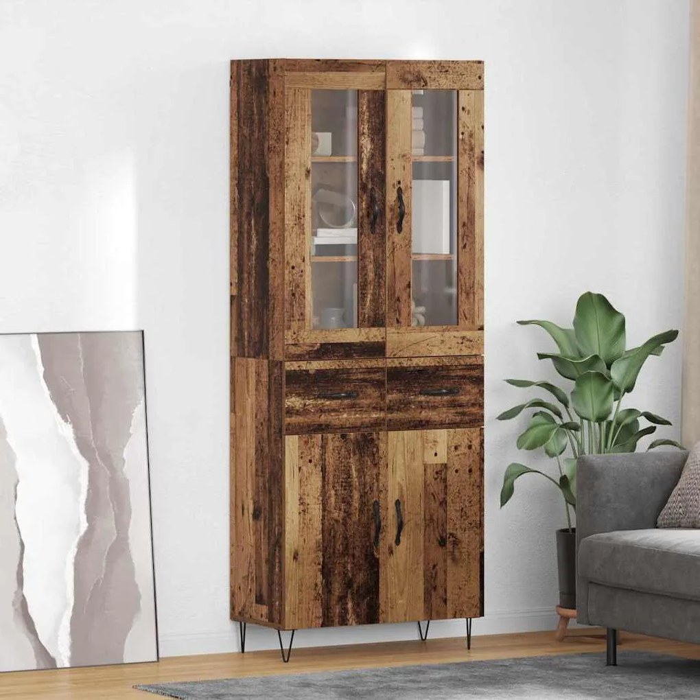 vidaXL Highboard Παλιό Ξύλο 69,5 x 34 x 180 εκ. Επεξεργασμένο ξύλο