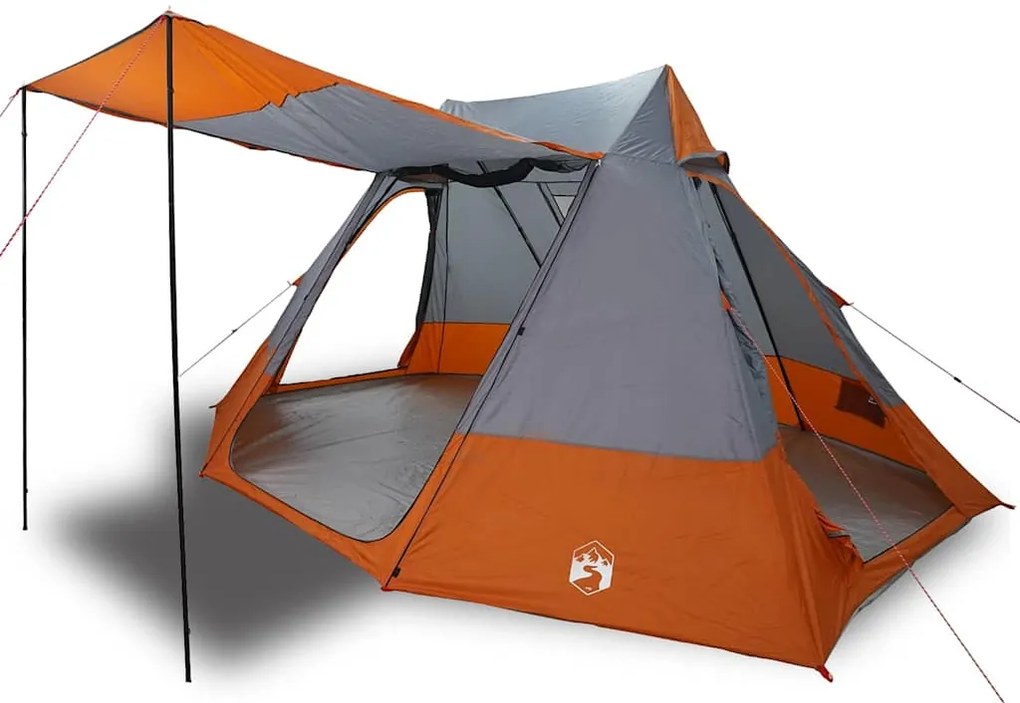 vidaXL Σκηνή Camping Γκρι και πορτοκαλί 482 x 360 x 227 εκ Πολυεστέρας