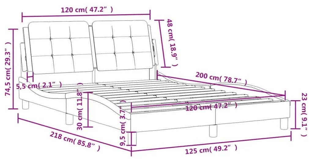 Πλαίσιο Κρεβατιού με Κεφαλάρι Μαύρο 120x200 εκ. Συνθετικό Δέρμα - Μαύρο