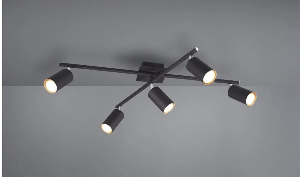 Σποτ Φωτιστικό Οροφής 5xGU10 Κινητό Marley Trio Lighting-612400532-Μαύρο 612400532