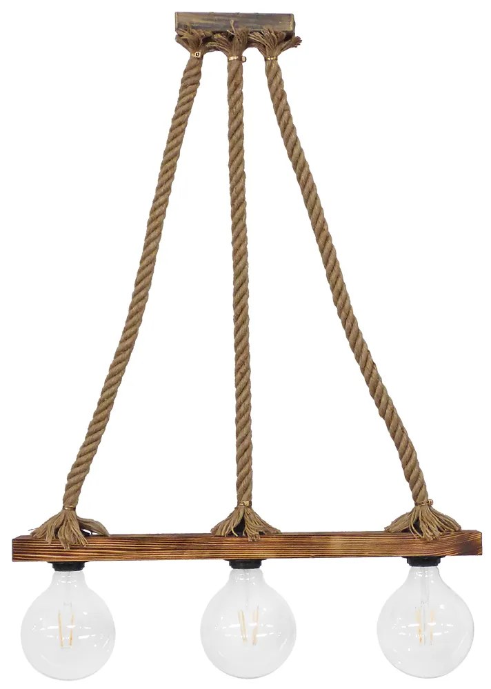 Φωτιστικό Οροφής Τρίφωτο Heronia Raga Rope 31-1223 Rope/Natural Wood