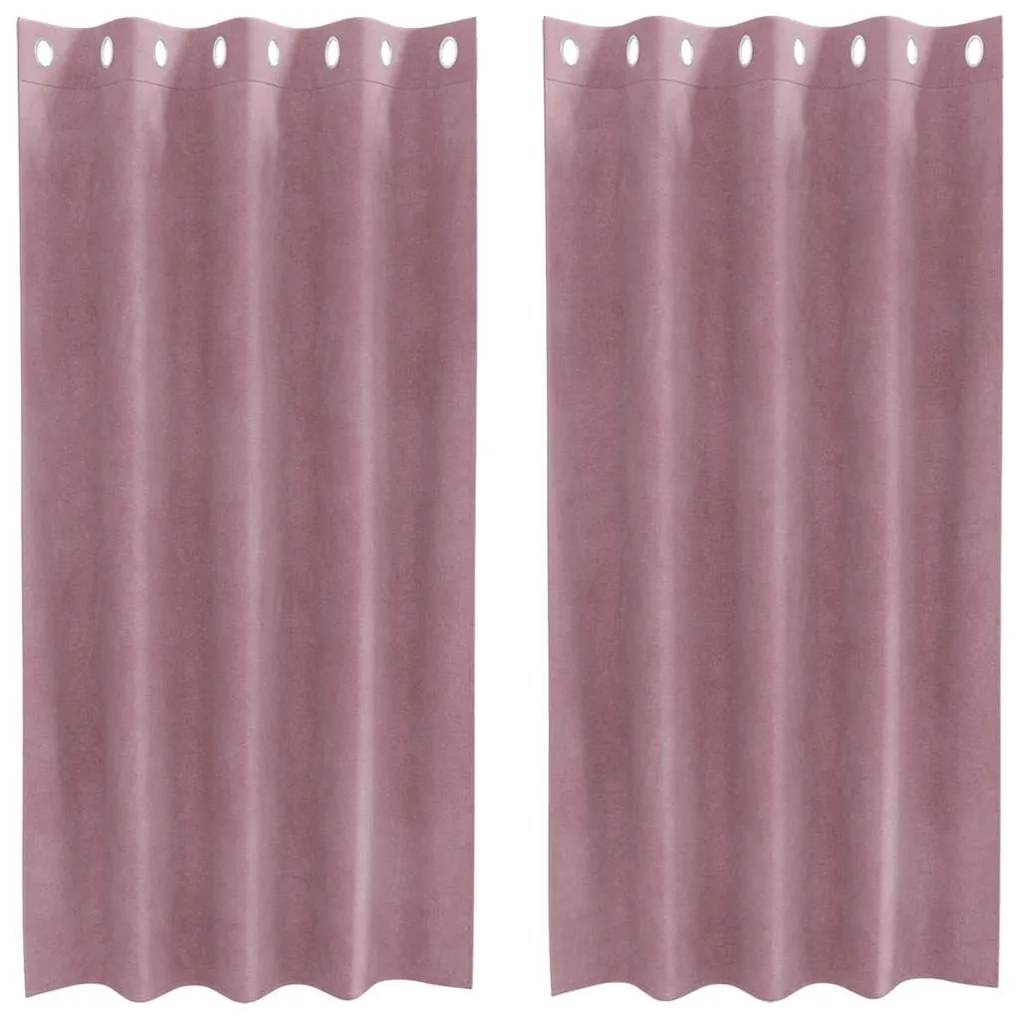 vidaXL Κουρτίνες με κουρτίνες 2 pcs Σκούρο Ροζ 140 x 175 cm Βελούδο