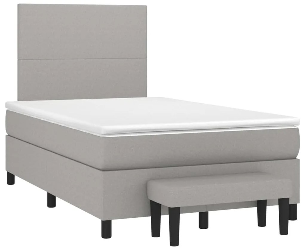 Κρεβάτι Boxspring με Στρώμα Ανοιχτό Γκρι 120x200 εκ. Υφασμάτινο - Γκρι