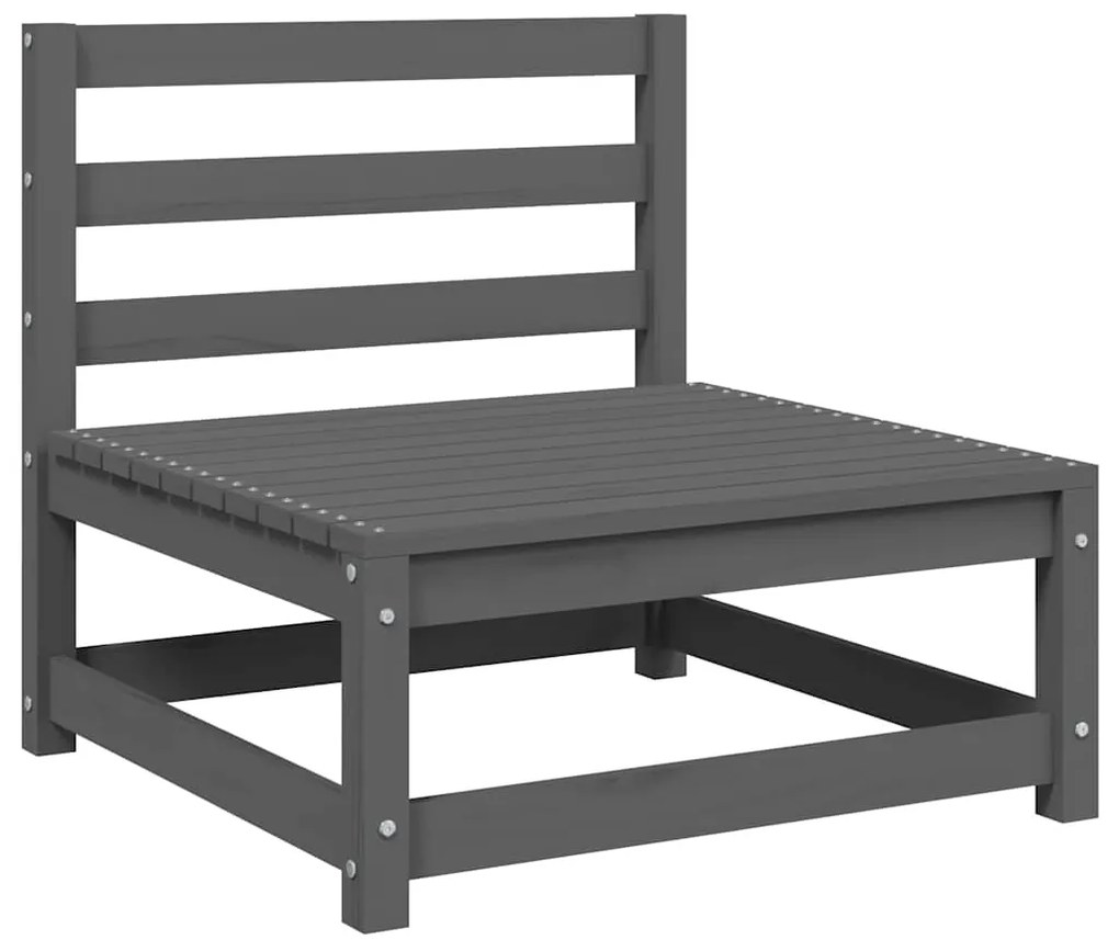 vidaXL Καναπέδες Κήπου Μεσ. 2 τεμ. Γκρι Μασίφ Ξύλο Πεύκου με Μαξιλάρια