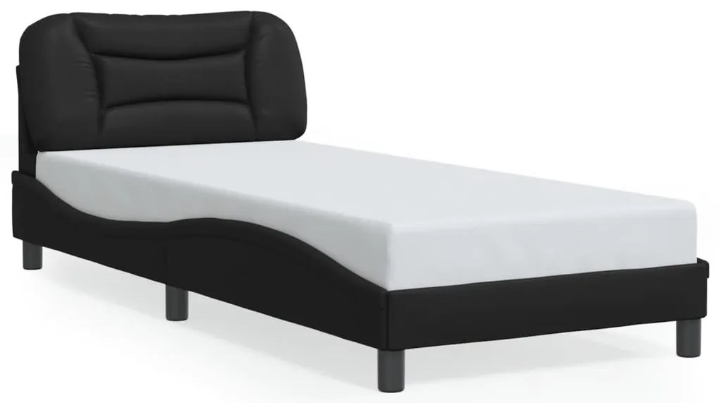 vidaXL Πλαίσιο κρεβατιού χωρίς Στρώμα Hvar Μαύρο90x200εκ. από ΣυνθετικόΔέρμα