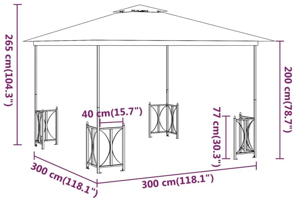 Κιόσκι με Πλευρικά Τοιχώματα και Διπλή Οροφή Taupe 3 x 3 μ. - Μπεζ-Γκρι