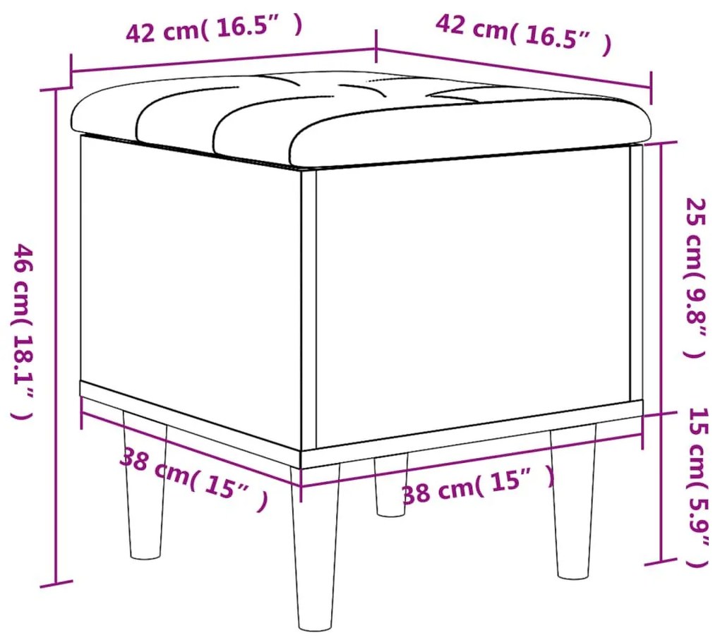 Παγκάκι Αποθήκευσης Καπνιστή Δρυς 42x42x46 εκ. Επεξεργ. Ξύλο - Καφέ