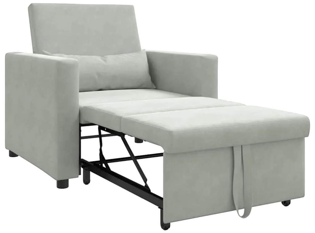 vidaXL Μονός καναπές-κρεβάτι Ανοιχτό γκρι 90 x 165 x 87 εκ. Βελούδο