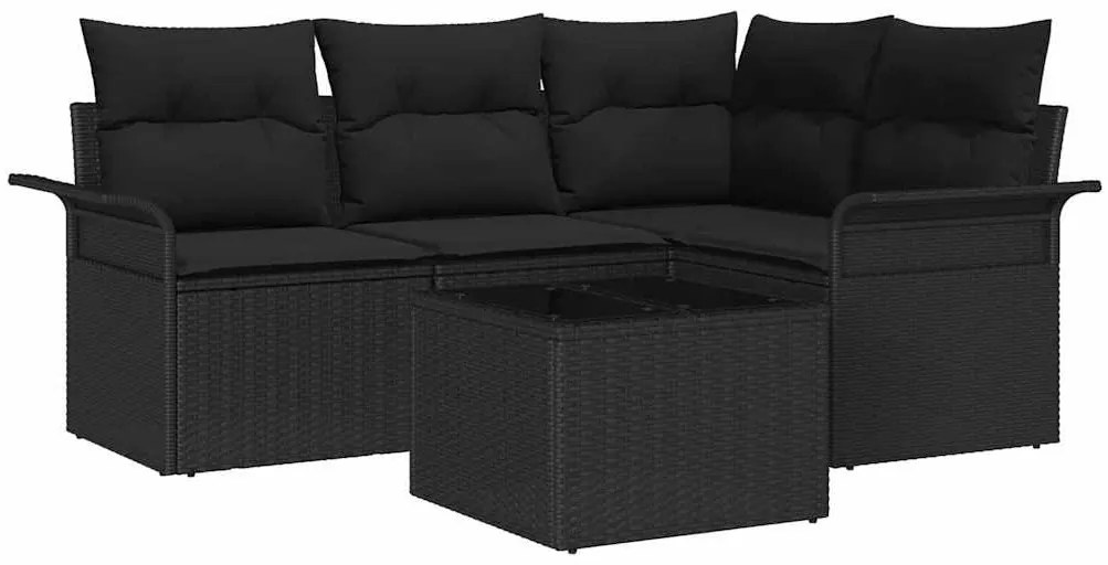 vidaXL Σετ Καναπέ Κήπου με μαξιλάρι 5 pcs Μαύρο συνθετικό ρατάν
