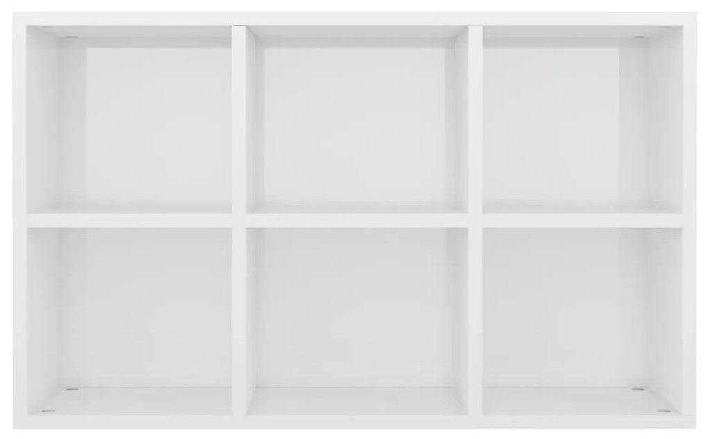 Ραφιέρα/Βιβλιοθήκη Γυαλιστερό Λευκό 66x30x98 εκ. Επεξ. Ξύλο - Λευκό