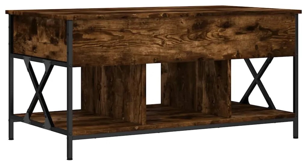 vidaXL Τραπεζάκι Σαλονιού Καπνιστή Δρυς 100x55x50 εκ. Επ. Ξύλο/Μέταλλο
