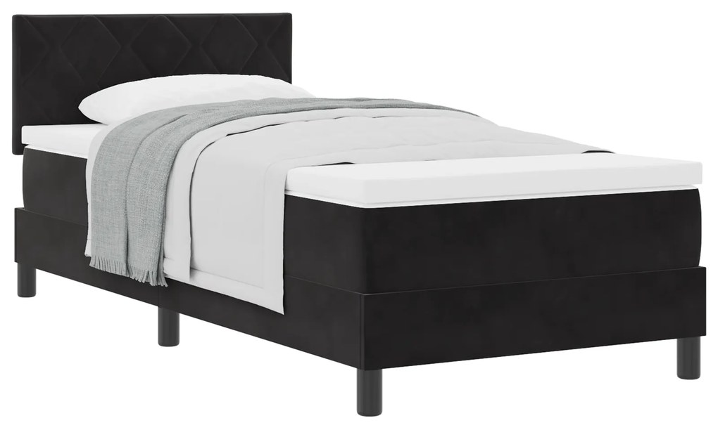 vidaXL Κρεβάτι Box Spring με Στρώμα Μαύρο 100x200 εκ Βελούδο