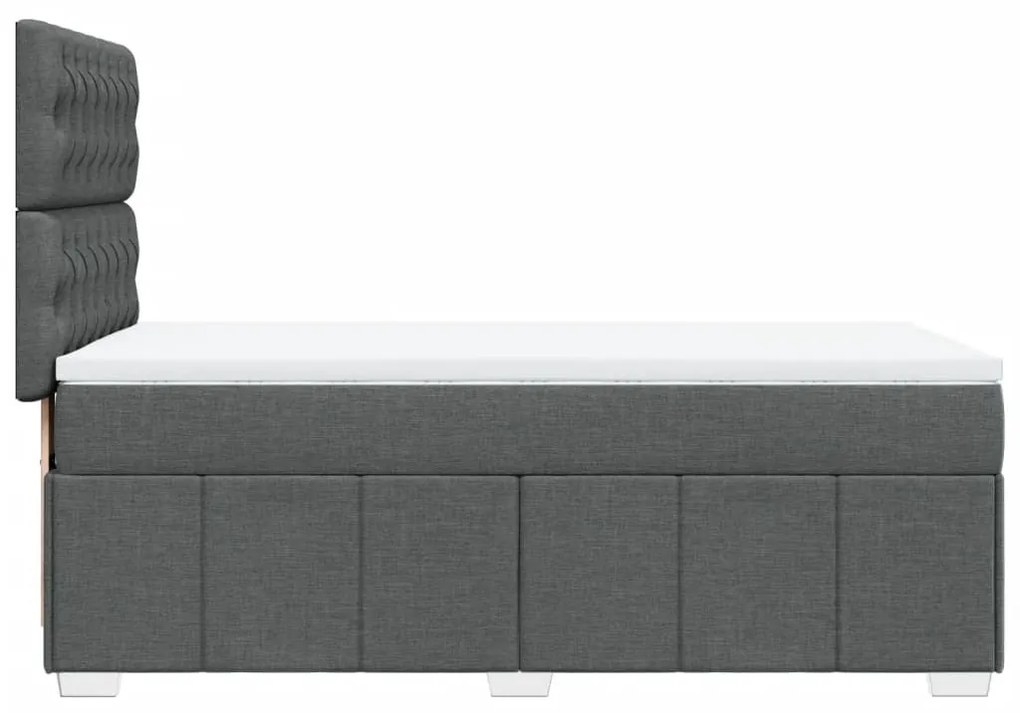 Κρεβάτι Boxspring με Στρώμα Σκούρο Γκρι 80x200 εκ. Υφασμάτινο - Γκρι