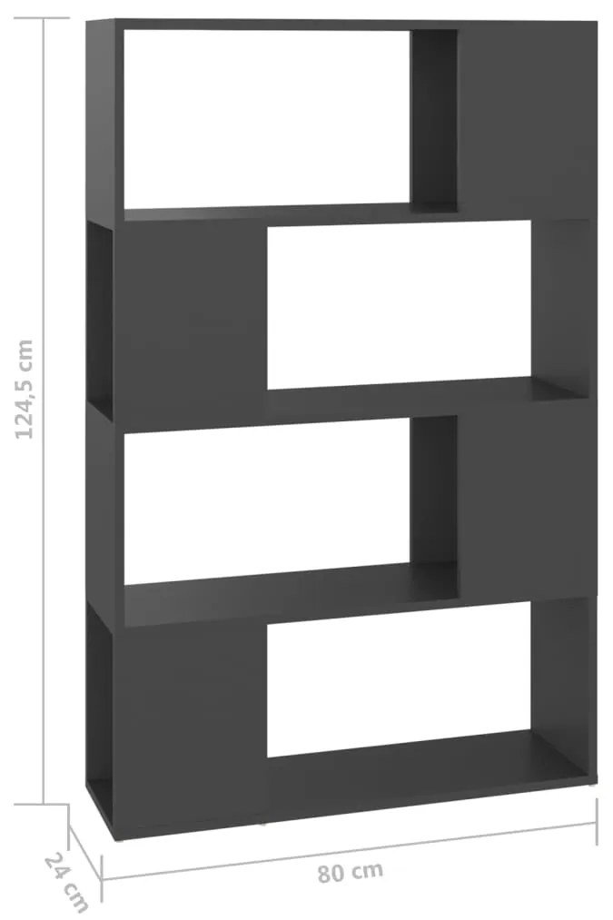 Βιβλιοθήκη/Διαχωριστικό Χώρου Γκρι 80x24x124,5 εκ. Επεξ. Ξύλο - Γκρι