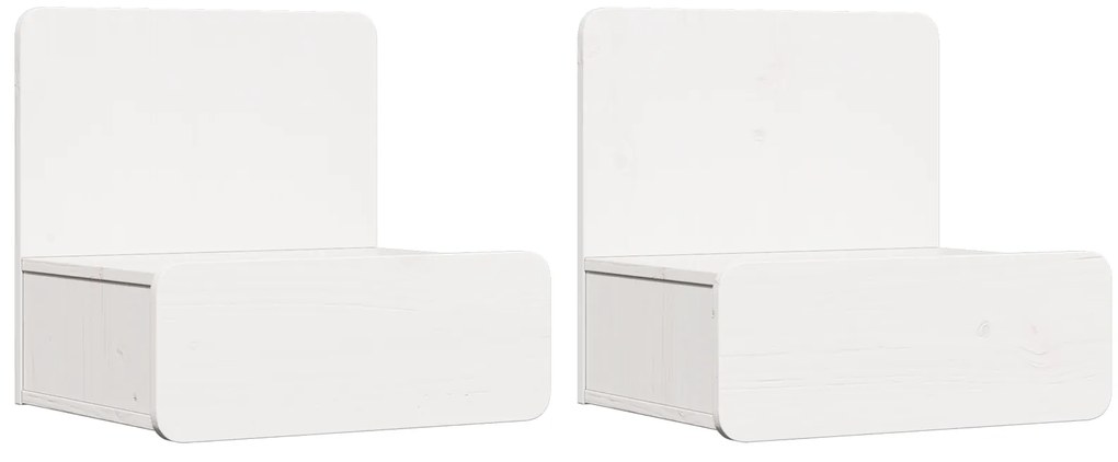 vidaXL Κομοδίνο 2 pcs Λευκό 44 x 32.5 x 40 εκ. Μασίφ ξύλο πεύκου