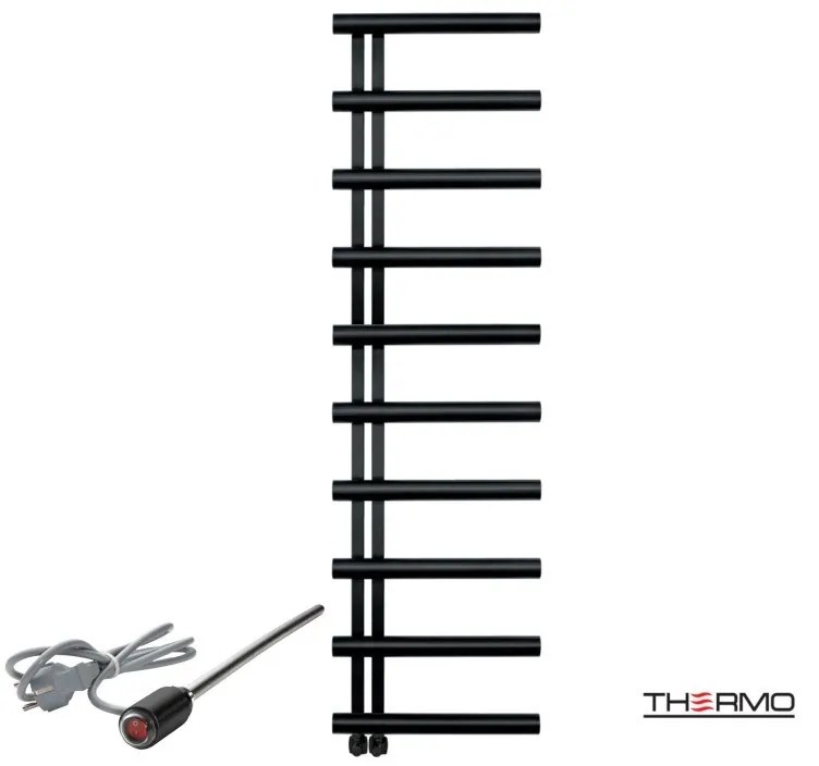 Thermo ACCENT Θερμαινόμενη πετσετοκρεμάστρα από ανοξείδωτο χάλυβα με ηλεκτρική λειτουργία 176x50cm Silk Black