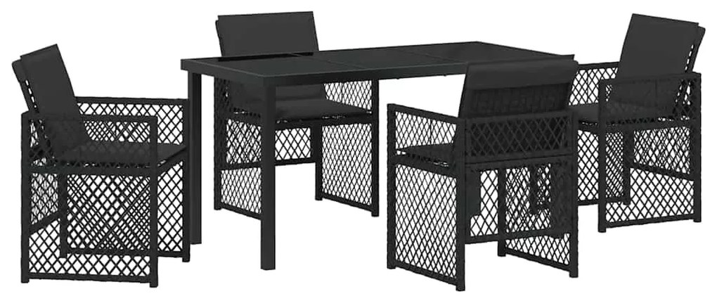 vidaXL Σέτ φαγητού για κήπο 5 pcs Μαύρο συνθετικό ρατάν