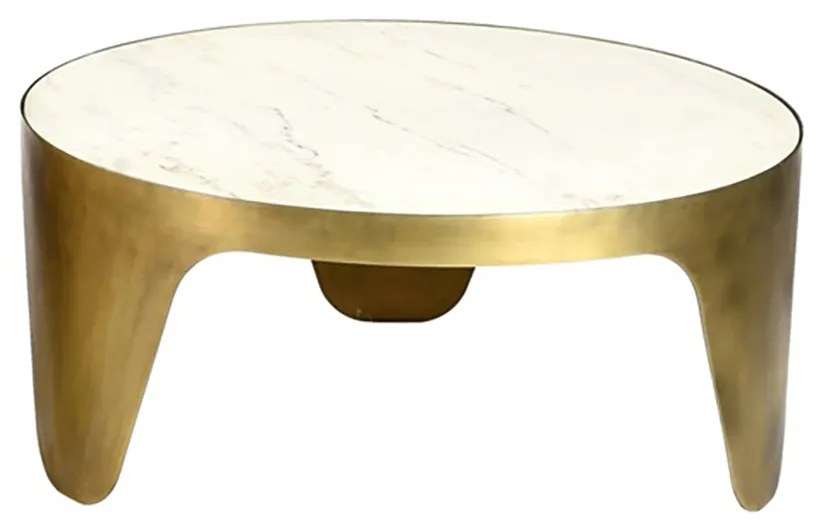 CENTRO COFFEE TABLE ΛΕΥΚΟ BRASS ANTIQUE D79xH36cm - 04-0828