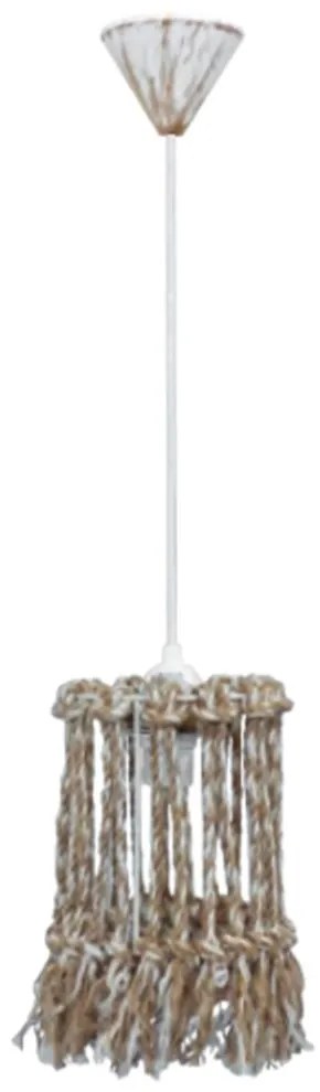 Φωτιστικό Οροφής Μix-15 1/L Rope Φ15 31-1115 White-Brown Heronia Σχοινί,Μέταλλο