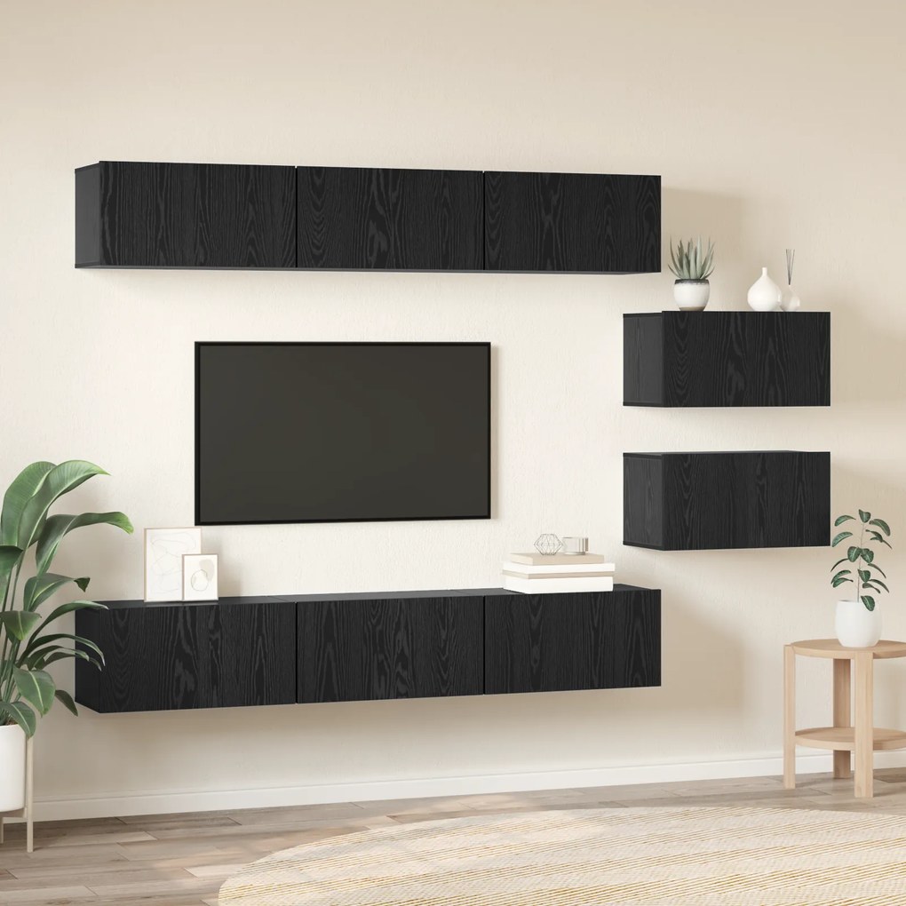 vidaXL Σετ επίπλου τηλεόρασης 8 pcs Μαύρη δρυς 60 x 30 x 30.5 εκ.